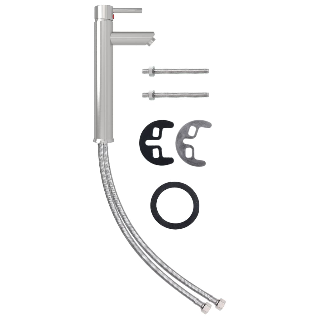 Νιπτήρας Μπάνιου με Βρύση& Βαλβίδα Πατητή από Ψημ. Γυαλί Καφέ - PAKOBAZAAR