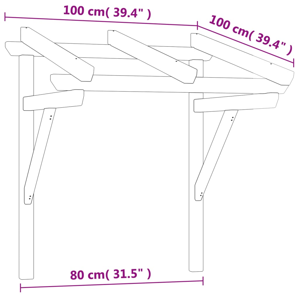 Στέγαστρο Πόρτας 100x100x80 εκ. Εμποτισμένο Μασίφ Ξύλο Πεύκου