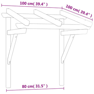 Στέγαστρο Πόρτας 100x100x80 εκ. Εμποτισμένο Μασίφ Ξύλο Πεύκου