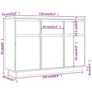 Μπουφές 110 x 34 x 75 εκ. από Μασίφ Ξύλο Πεύκου - Pakobazaar