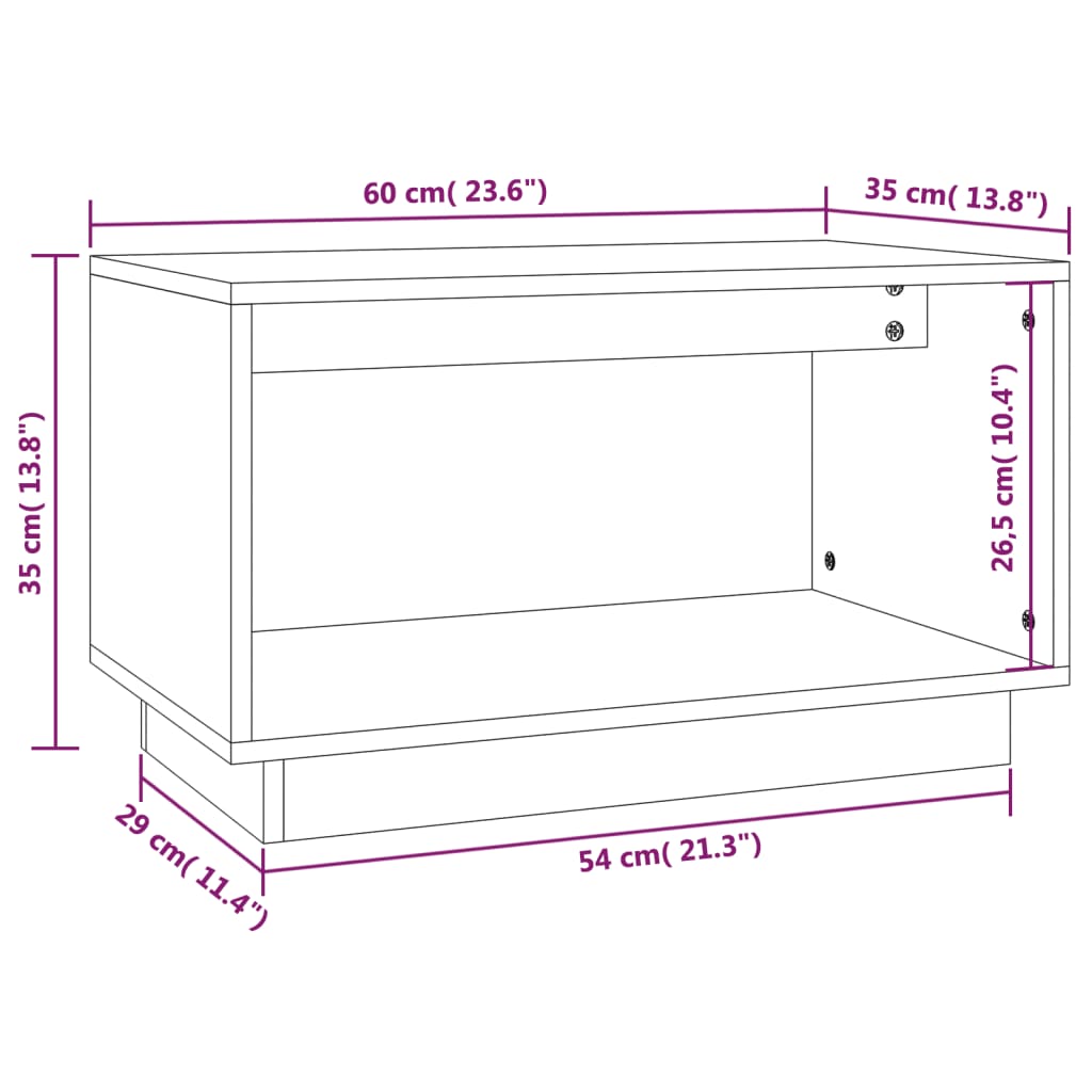 Έπιπλο Τηλεόρασης 60 x 35 x 35 εκ. από Μασίφ Ξύλο Πεύκου