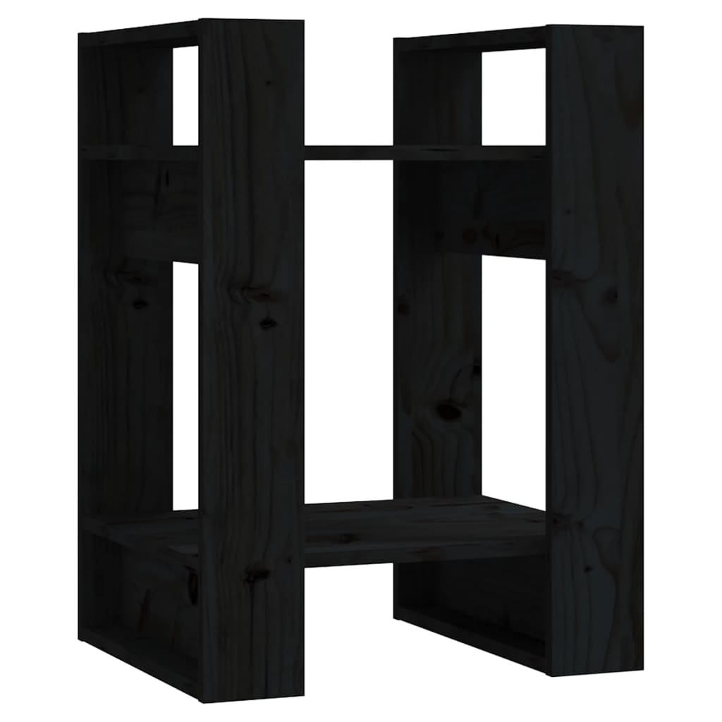 Βιβλιοθήκη/Διαχωριστικό Χώρου Μαύρο 41x35x57 εκ. Μασίφ Πεύκο