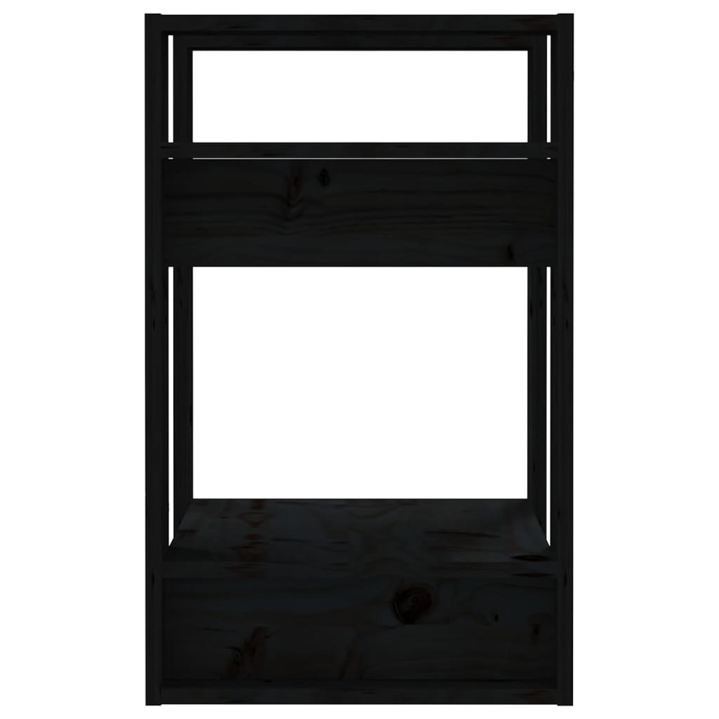 Βιβλιοθήκη/Διαχωριστικό Χώρου Μαύρο 41x35x57 εκ. Μασίφ Πεύκο