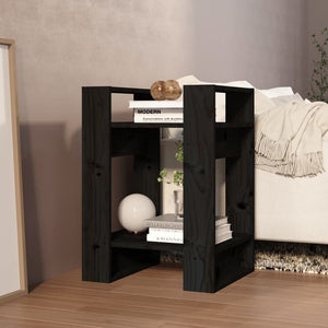 Βιβλιοθήκη/Διαχωριστικό Χώρου Μαύρο 41x35x57 εκ. Μασίφ Πεύκο