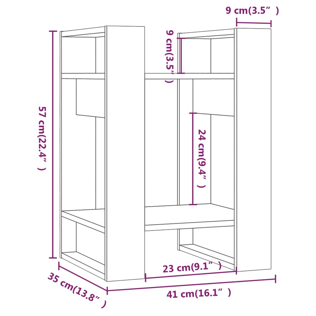 Βιβλιοθήκη/Διαχωριστικό Χώρου Μαύρο 41x35x57 εκ. Μασίφ Πεύκο