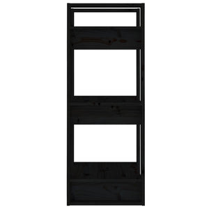 Βιβλιοθήκη/Διαχωριστικό Χώρου Μαύρο 41x35x91 εκ. Μασίφ Πεύκο