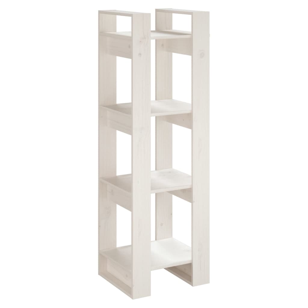 Βιβλιοθήκη/Διαχωριστικό Χώρου Λευκό 41x35x125 εκ. Μασίφ Πεύκο
