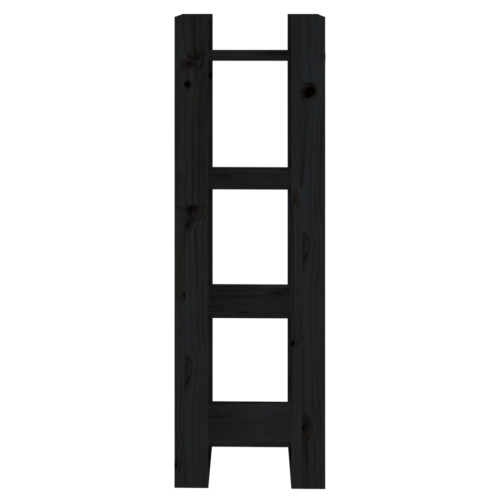 Βιβλιοθήκη/Διαχωριστικό Χώρου Μαύρο 41x35x125 εκ. Μασίφ Πεύκο - Pakobazaar