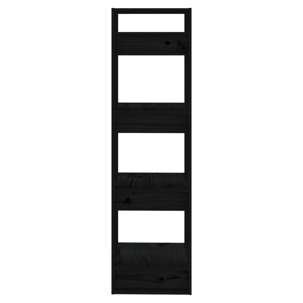 Βιβλιοθήκη/Διαχωριστικό Χώρου Μαύρο 41x35x125 εκ. Μασίφ Πεύκο - Pakobazaar