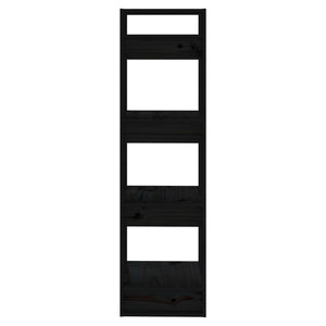 Βιβλιοθήκη/Διαχωριστικό Χώρου Μαύρο 41x35x125 εκ. Μασίφ Πεύκο - Pakobazaar