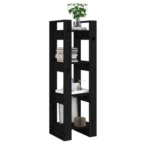 Βιβλιοθήκη/Διαχωριστικό Χώρου Μαύρο 41x35x125 εκ. Μασίφ Πεύκο - Pakobazaar