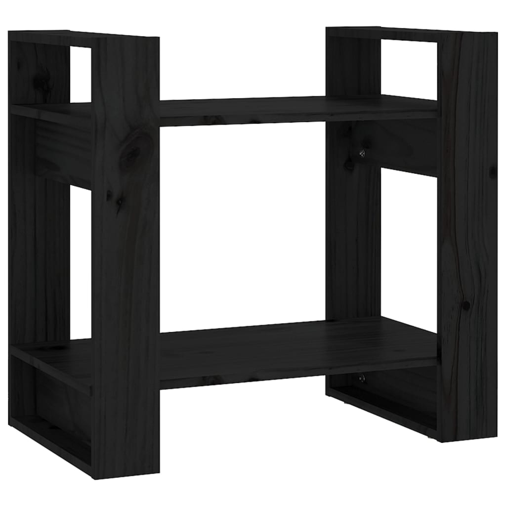 Βιβλιοθήκη/Διαχωριστικό Χώρου Μαύρο 60x35x57 εκ. Μασίφ Πεύκο