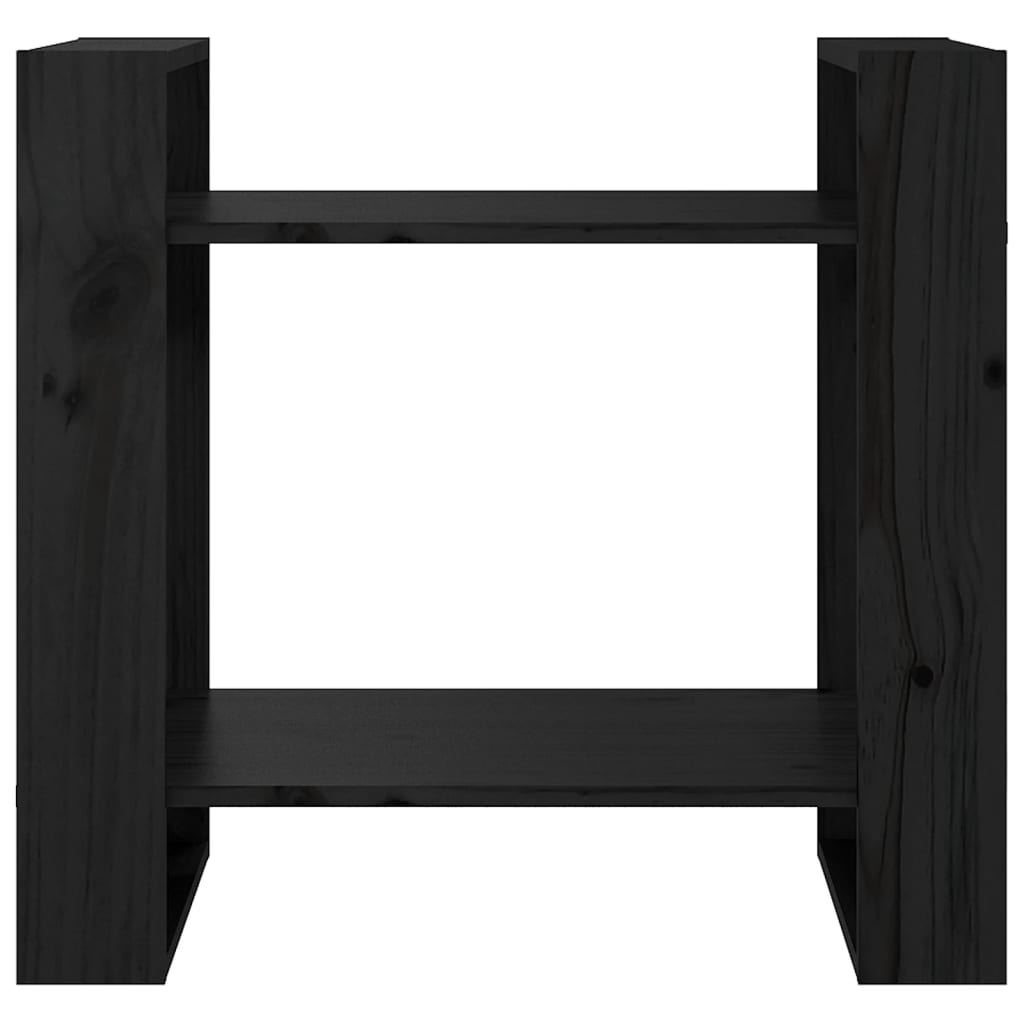 Βιβλιοθήκη/Διαχωριστικό Χώρου Μαύρο 60x35x57 εκ. Μασίφ Πεύκο