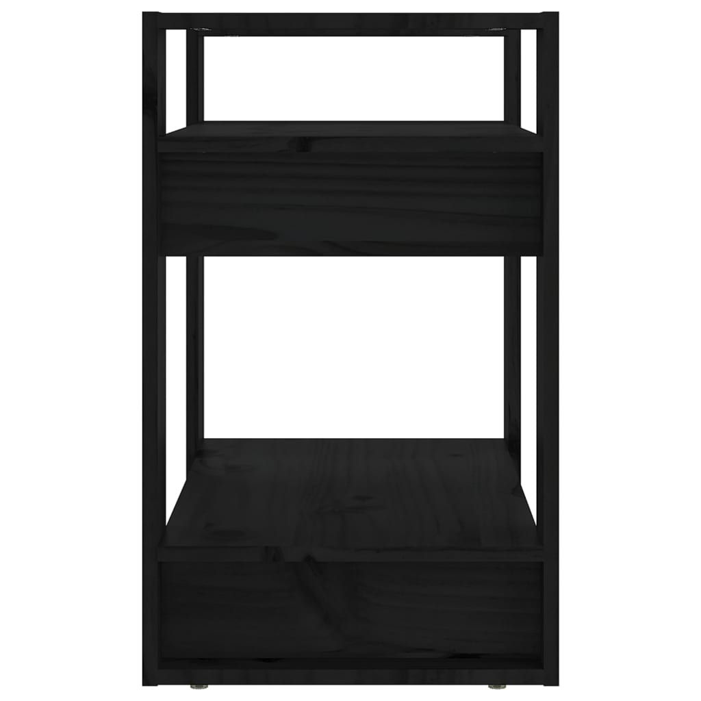 Βιβλιοθήκη/Διαχωριστικό Χώρου Μαύρο 60x35x57 εκ. Μασίφ Πεύκο
