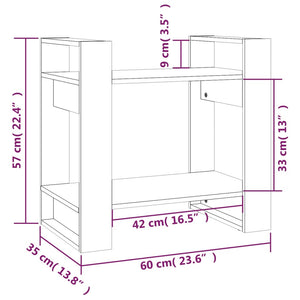 Βιβλιοθήκη/Διαχωριστικό Χώρου Μαύρο 60x35x57 εκ. Μασίφ Πεύκο
