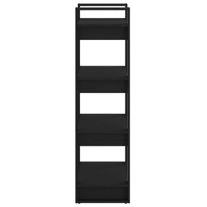 Βιβλιοθήκη/Διαχωριστικό Χώρου Μαύρο 60x35x125 εκ. Μασίφ Ξύλο