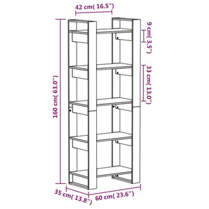 Βιβλιοθήκη/Διαχωριστικό Χώρου Μαύρο 60x35x160 εκ. Μασίφ Ξύλο