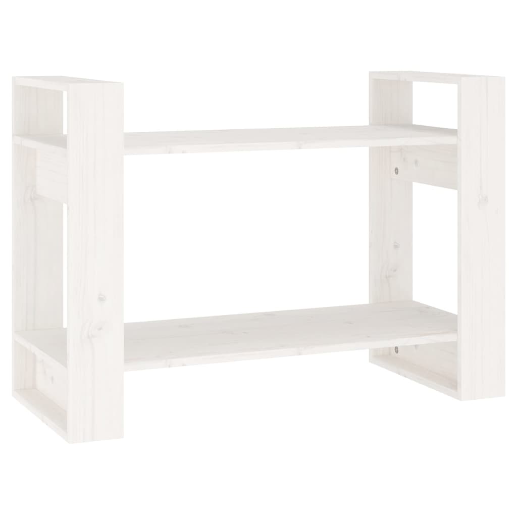 Βιβλιοθήκη/Διαχωριστικό Χώρου Λευκό 80x35x56,5 εκ. Μασίφ Πεύκο
