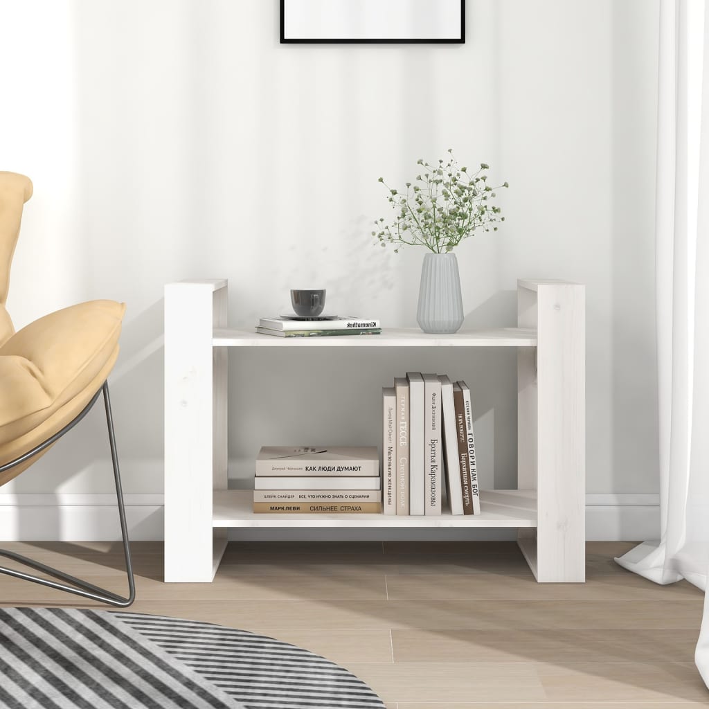 Βιβλιοθήκη/Διαχωριστικό Χώρου Λευκό 80x35x56,5 εκ. Μασίφ Πεύκο