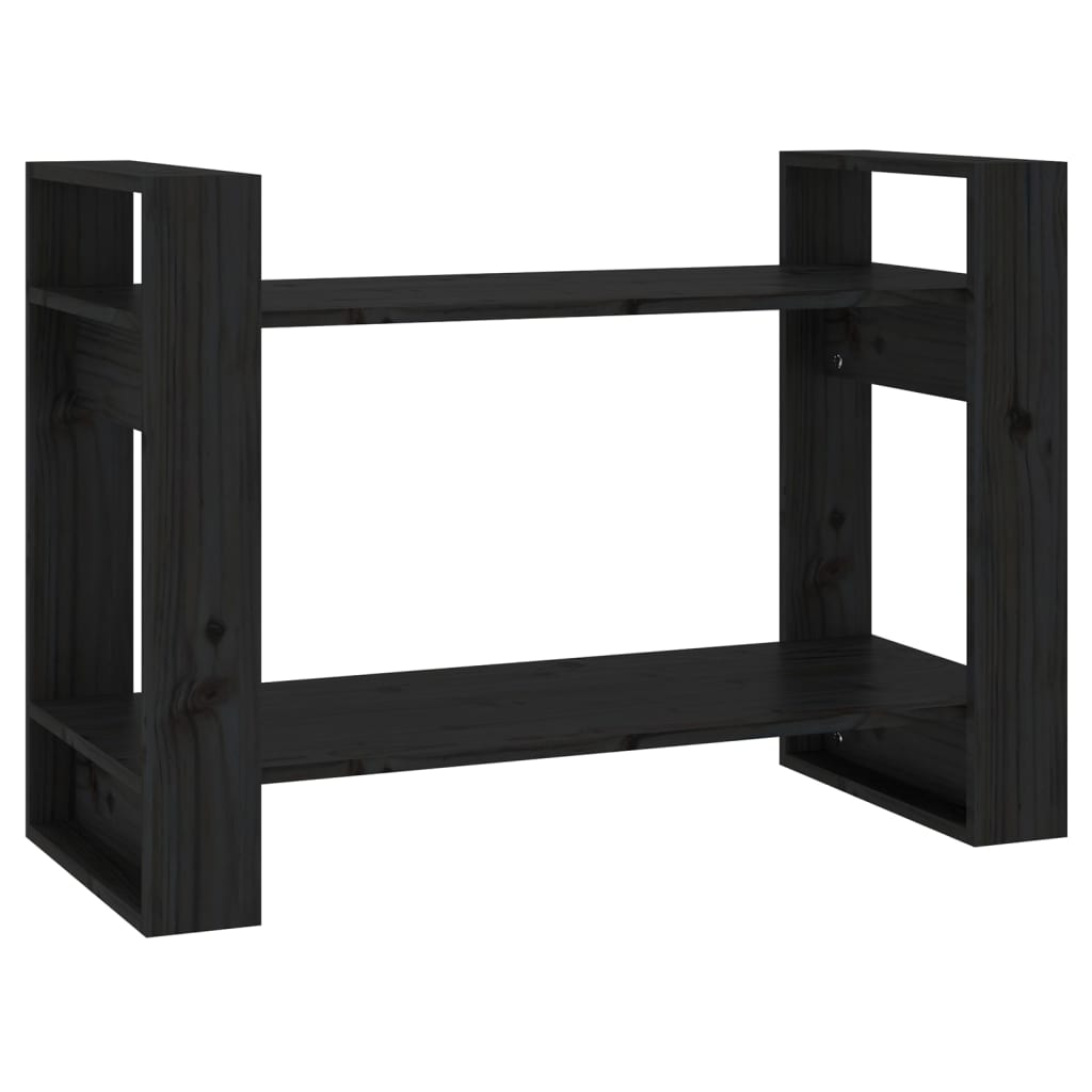 Βιβλιοθήκη/Διαχωριστικό Χώρου Μαύρο 80x35x56,5 εκ. Μασίφ Πεύκο