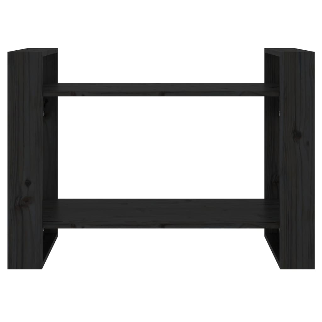 Βιβλιοθήκη/Διαχωριστικό Χώρου Μαύρο 80x35x56,5 εκ. Μασίφ Πεύκο