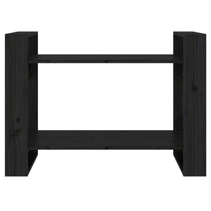 Βιβλιοθήκη/Διαχωριστικό Χώρου Μαύρο 80x35x56,5 εκ. Μασίφ Πεύκο