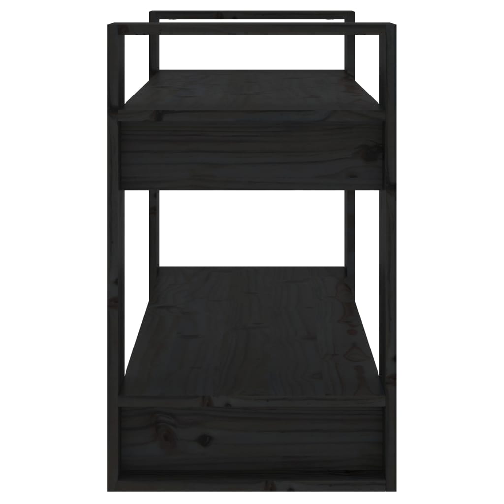 Βιβλιοθήκη/Διαχωριστικό Χώρου Μαύρο 80x35x56,5 εκ. Μασίφ Πεύκο