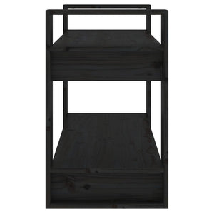 Βιβλιοθήκη/Διαχωριστικό Χώρου Μαύρο 80x35x56,5 εκ. Μασίφ Πεύκο