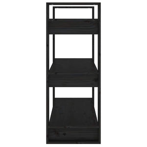 Βιβλιοθήκη/Διαχωριστικό Χώρου Μαύρο 80x35x91 εκ. Μασίφ Πεύκο