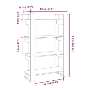 Βιβλιοθήκη/Διαχωριστικό Χώρου Λευκό 80x35x125 εκ. Μασίφ Πεύκο