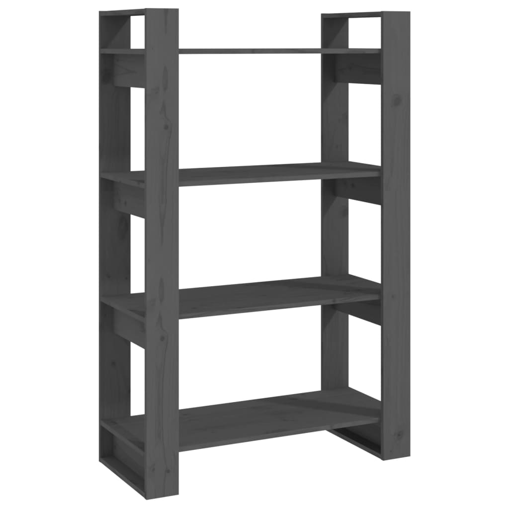Βιβλιοθήκη/Διαχωριστικό Χώρου Γκρι 80x35x125 εκ. Μασίφ Πεύκο
