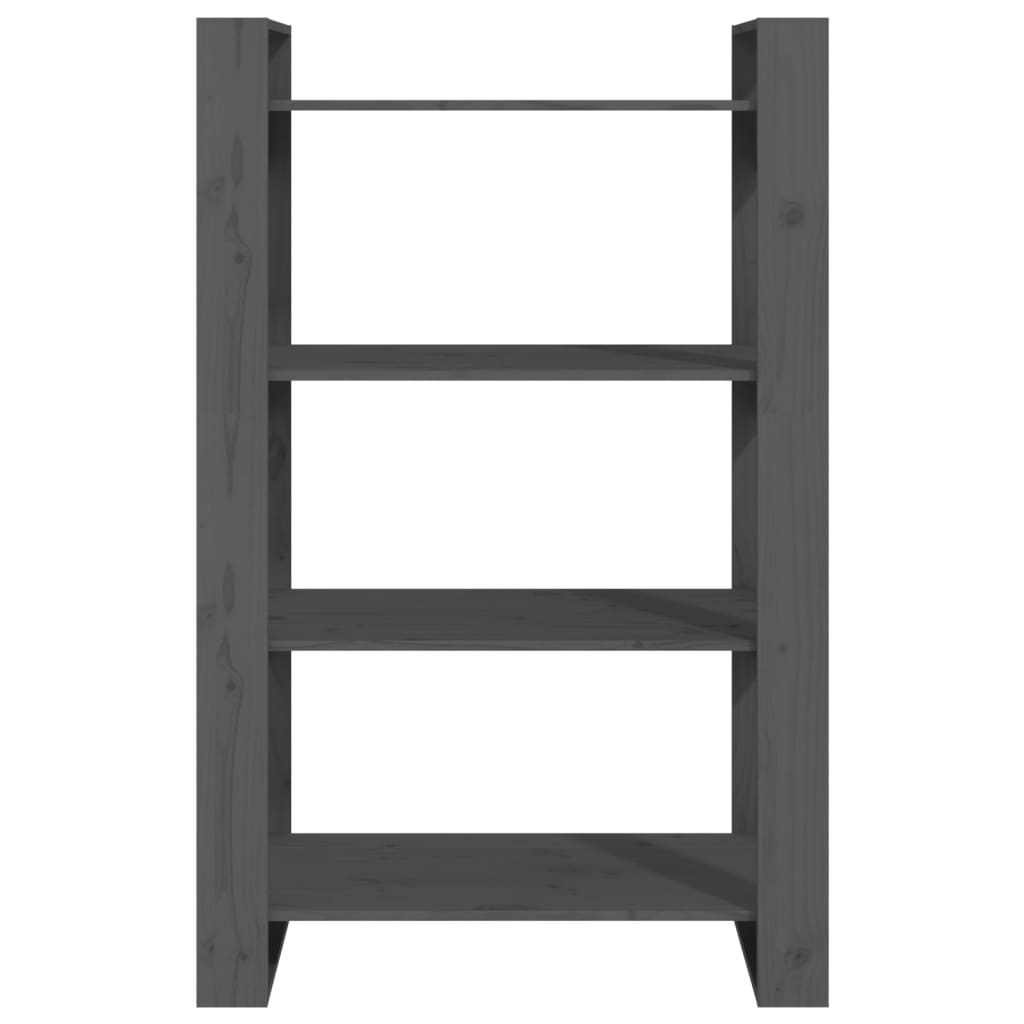 Βιβλιοθήκη/Διαχωριστικό Χώρου Γκρι 80x35x125 εκ. Μασίφ Πεύκο