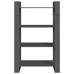 Βιβλιοθήκη/Διαχωριστικό Χώρου Γκρι 80x35x125 εκ. Μασίφ Πεύκο