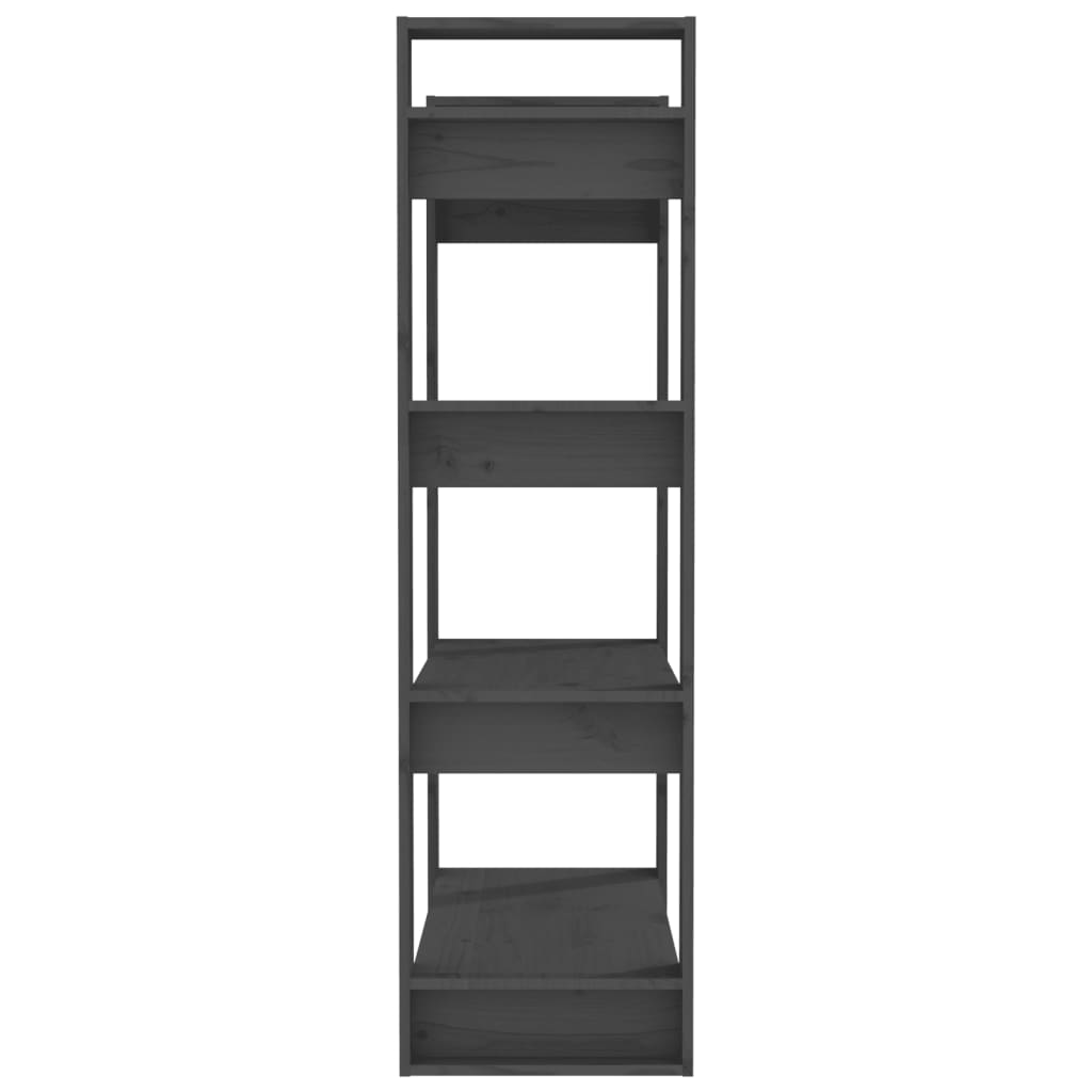 Βιβλιοθήκη/Διαχωριστικό Χώρου Γκρι 80x35x125 εκ. Μασίφ Πεύκο