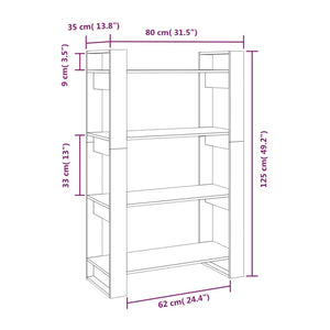 Βιβλιοθήκη/Διαχωριστικό Χώρου Γκρι 80x35x125 εκ. Μασίφ Πεύκο