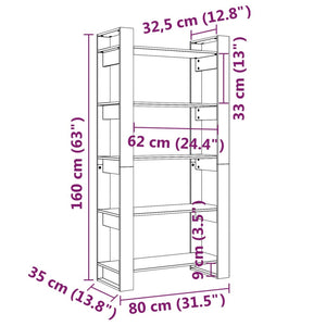 Βιβλιοθήκη/Διαχωριστικό Δωματίου 80x35x160 εκ. από Μασίφ Ξύλο - Pakobazaar