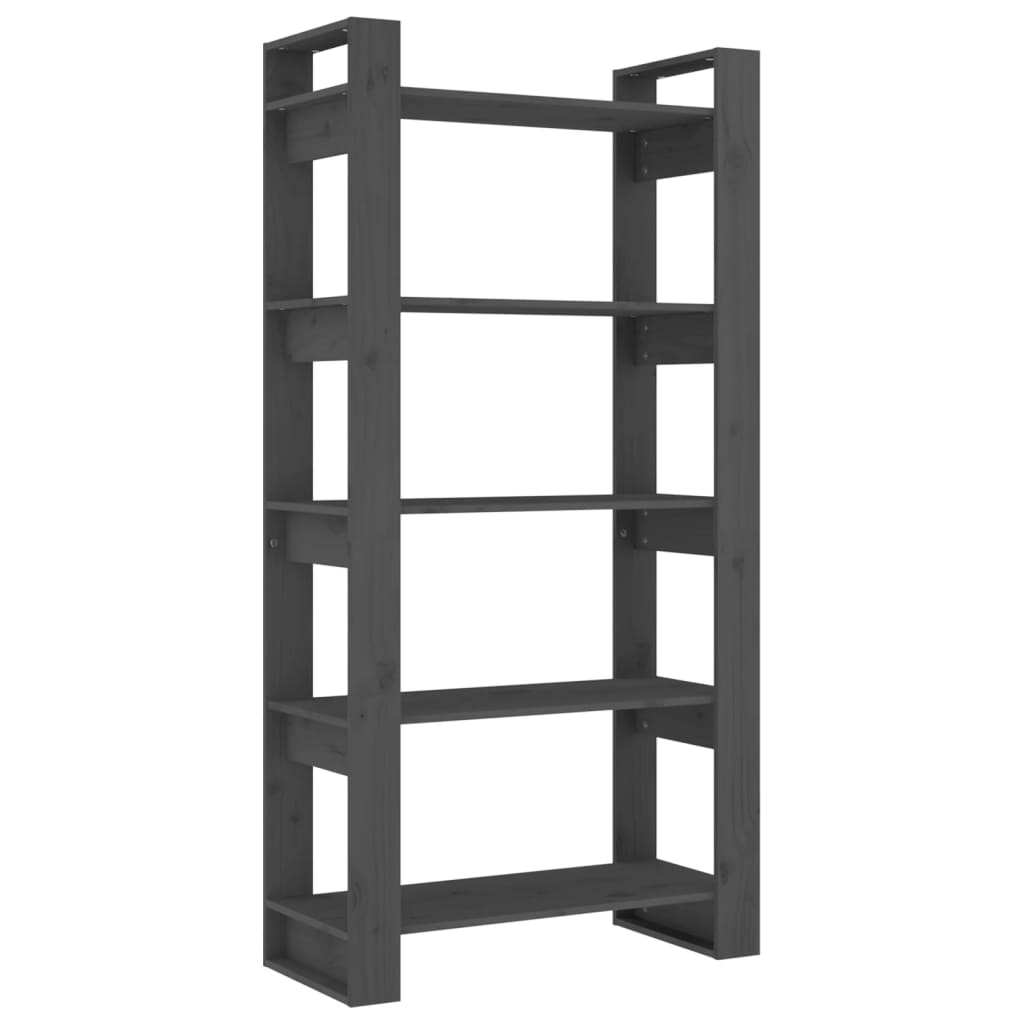 Βιβλιοθήκη/Διαχωριστικό Χώρου Γκρι 80x35x160 εκ. Μασίφ Ξύλο