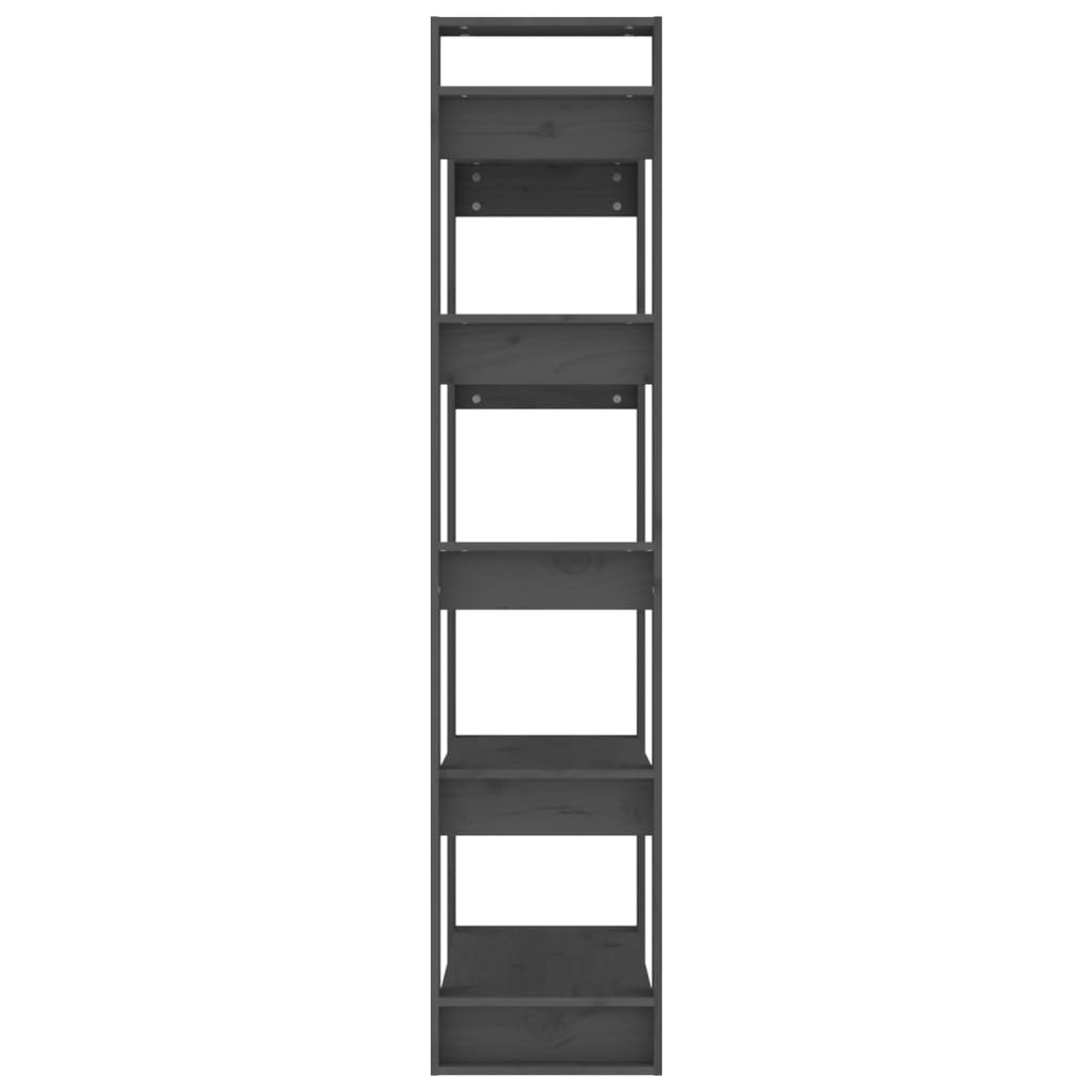 Βιβλιοθήκη/Διαχωριστικό Χώρου Γκρι 80x35x160 εκ. Μασίφ Ξύλο