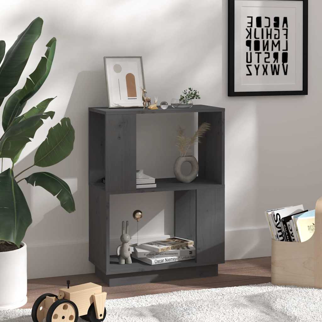 Βιβλιοθήκη/Διαχωριστικό Χώρου Γκρι 51x25x70 εκ. Μασίφ Πεύκο