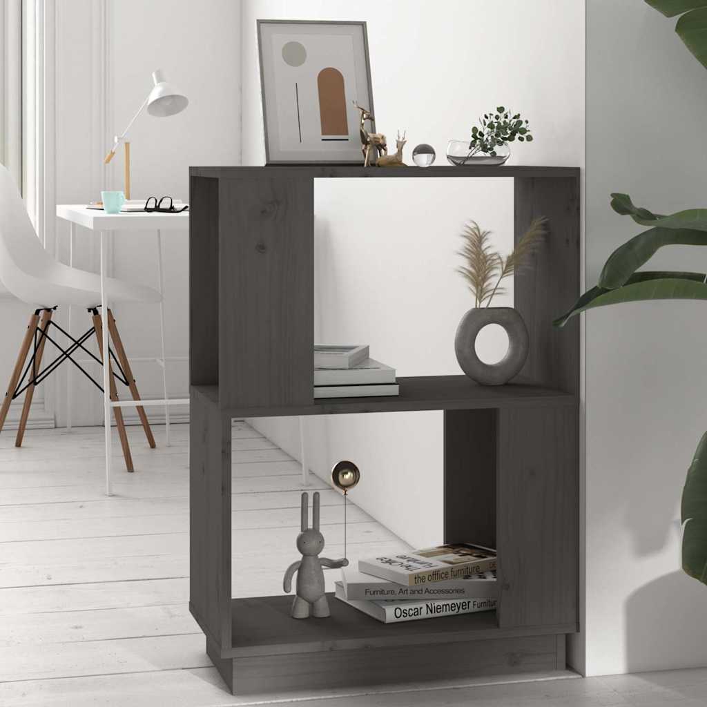 Βιβλιοθήκη/Διαχωριστικό Χώρου Γκρι 51x25x70 εκ. Μασίφ Πεύκο