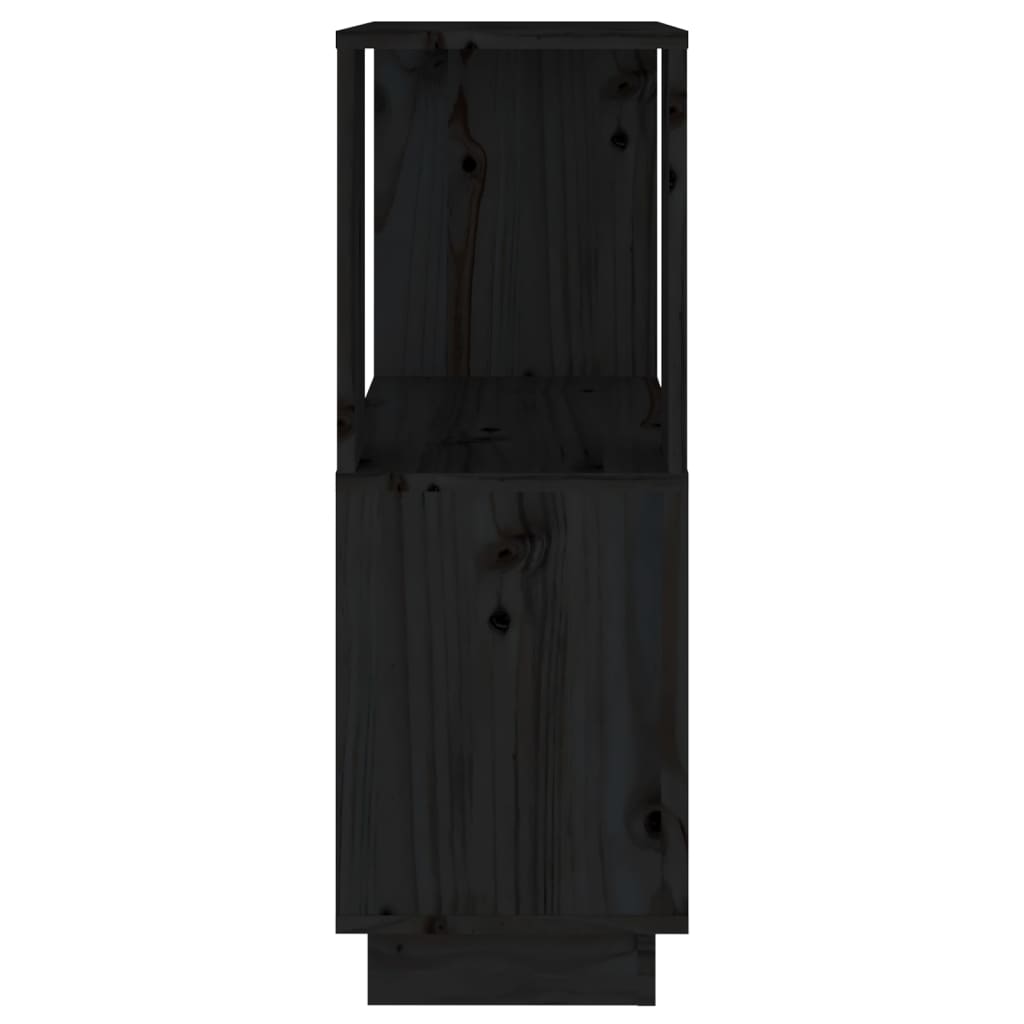 Βιβλιοθήκη/Διαχωριστικό Χώρου Μαύρο 51x25x70 εκ. Μασίφ Πεύκο