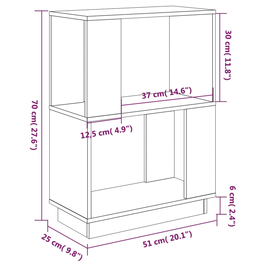 Βιβλιοθήκη/Διαχωριστικό Χώρου Μαύρο 51x25x70 εκ. Μασίφ Πεύκο