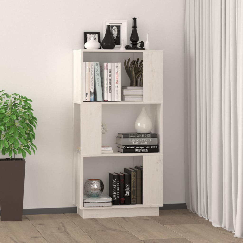 Βιβλιοθήκη/Διαχωριστικό Χώρου Λευκό 51x25x101 εκ. Μασίφ Πεύκο