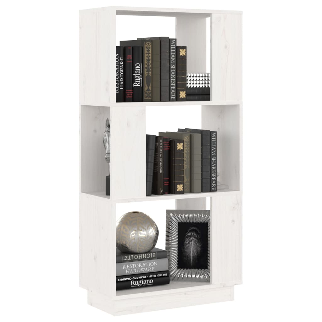 Βιβλιοθήκη/Διαχωριστικό Χώρου Λευκό 51x25x101 εκ. Μασίφ Πεύκο