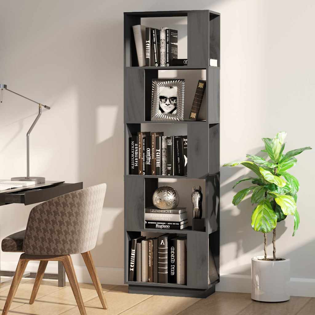 Βιβλιοθήκη/Διαχωριστικό Χώρου Γκρι 51x25x163,5 εκ. Μασίφ Πεύκο