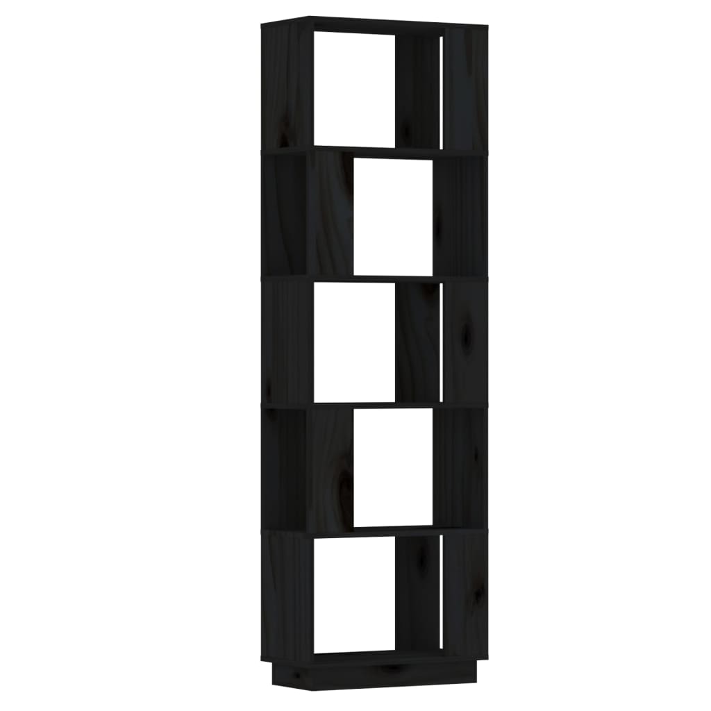 Βιβλιοθήκη/Διαχωριστικό Χώρου Μαύρο 51x25x163,5 εκ. Μασίφ Πεύκο