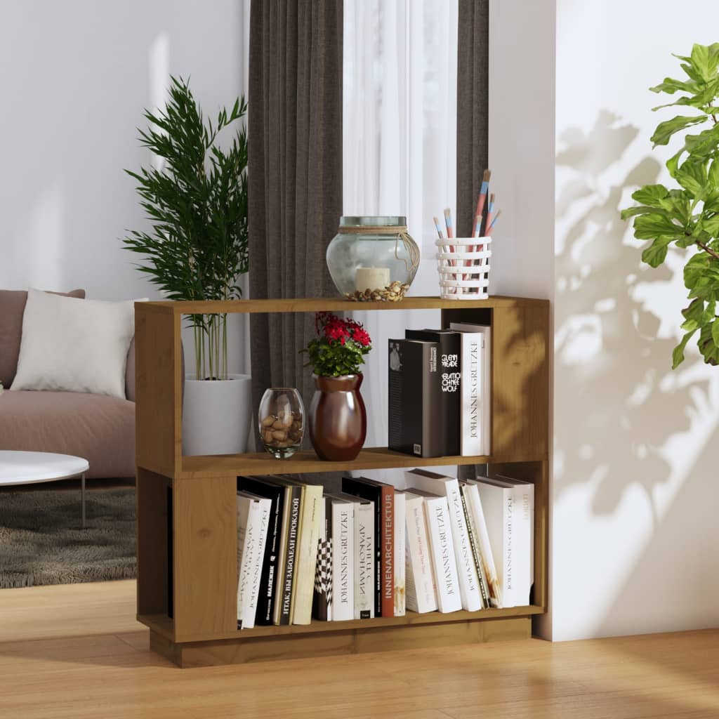 Βιβλιοθήκη/Διαχωριστικό Χώρου Καφέ Μελί 80x25x70 εκ. Μασίφ Ξύλο - Pakobazaar