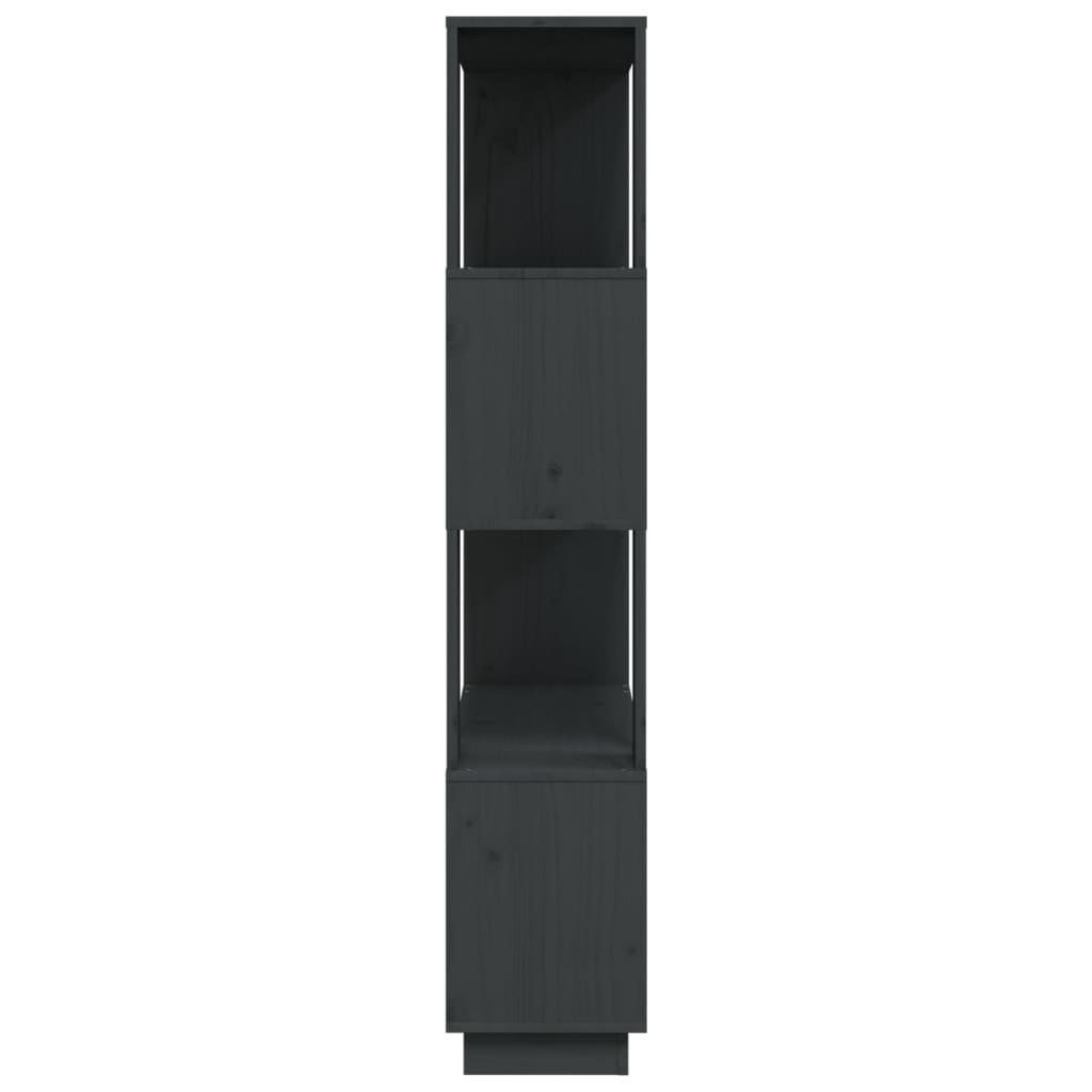 Βιβλιοθήκη/Διαχωριστικό Χώρου Γκρι 80x25x132 εκ. Μασίφ Πεύκο