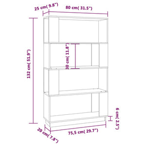 Βιβλιοθήκη/Διαχωριστικό Χώρου Μελί 80x25x132 εκ. Μασίφ Ξύλο