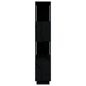 Βιβλιοθήκη/Διαχωριστικό Χώρου Μαύρο 80x25x132 εκ. Μασίφ Πεύκο